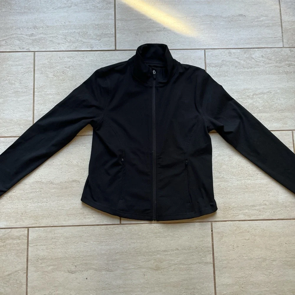 Champion Black Athletic Zip Up Jacket Buttery Soft Fitted Activewear M